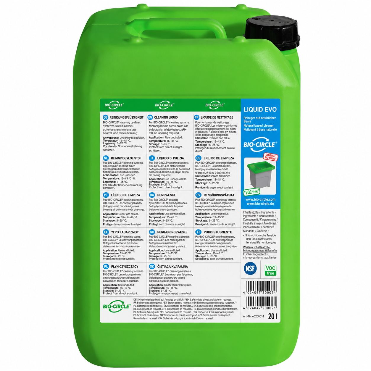 BIO-CIRCLE L EVO – NETTOYANT PRÊT À L'EMPLOI AVEC BACTÉRIES POUR CABINE DE DÉGRAISSAGE ET LAVEUSE AUTOMATIQUE
