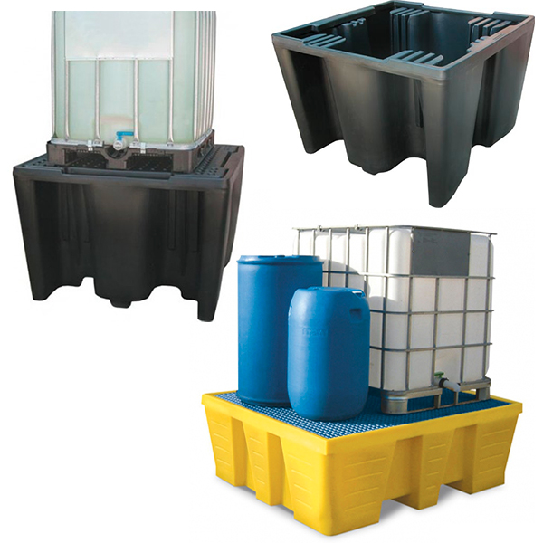 plusieurs bacs de rétentions pour cuve IBC de 1000L
