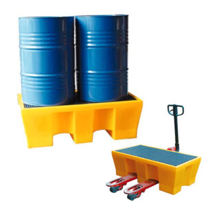 bac de rétention 2 fûts plastique polyéthylène transportable en transpalette