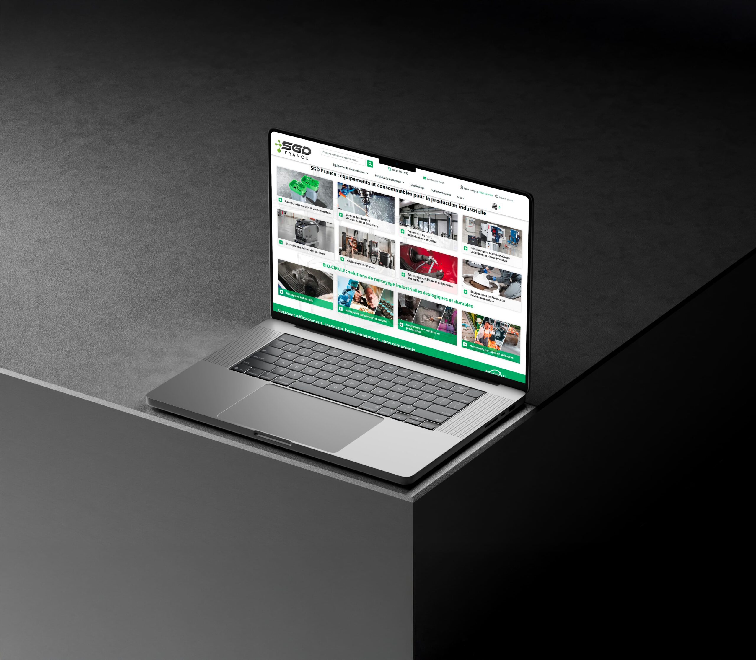 Mockup du nouveau site internet SGD France sur un PC Portable