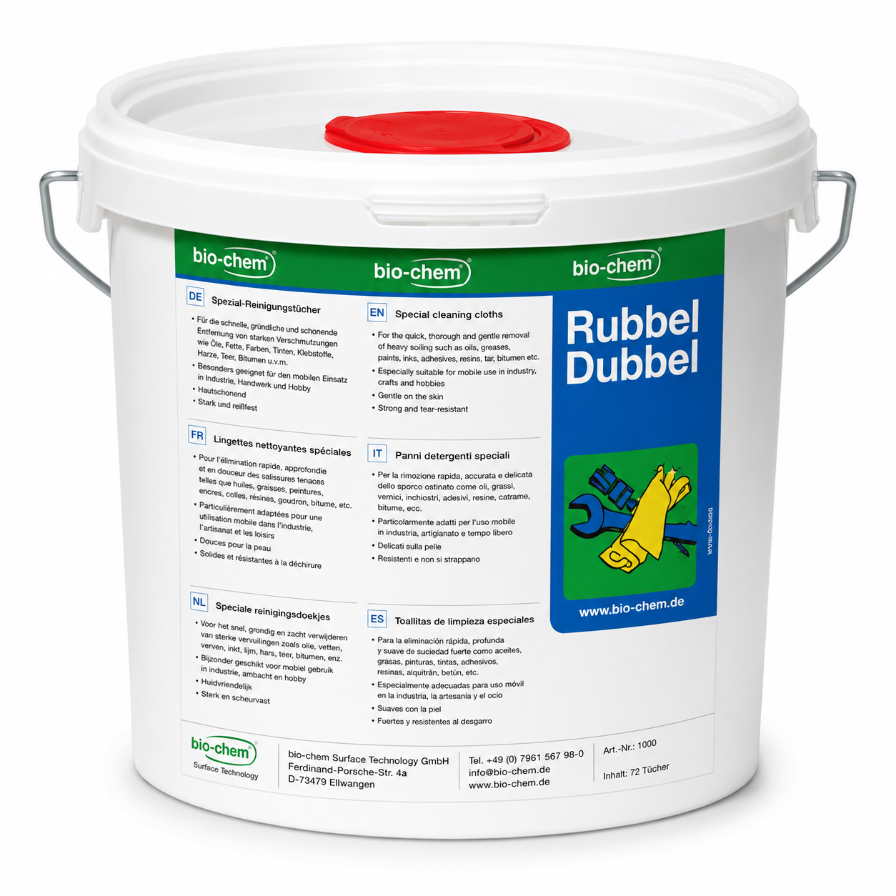 RUBBEL DUBBEL HAND CLEANER – 90 LINGETTES NETTOYANTES PROFESSIONNELLES SANS EAU