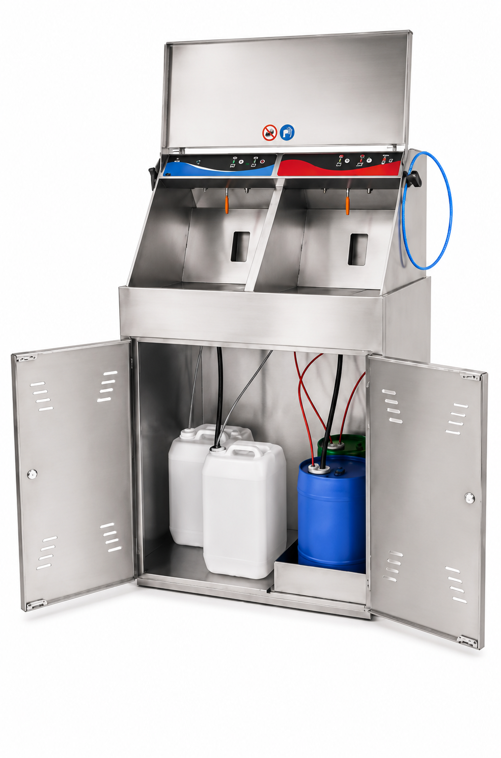 L10 – LAVEUSE ATEX MANUELLE DOUBLE POUR PISTOLETS À PEINTURE EAU ET SOLVANT